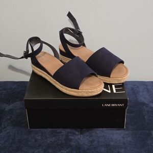 Lane Bryant Navy Espadrille Ankle-Strap Sandals